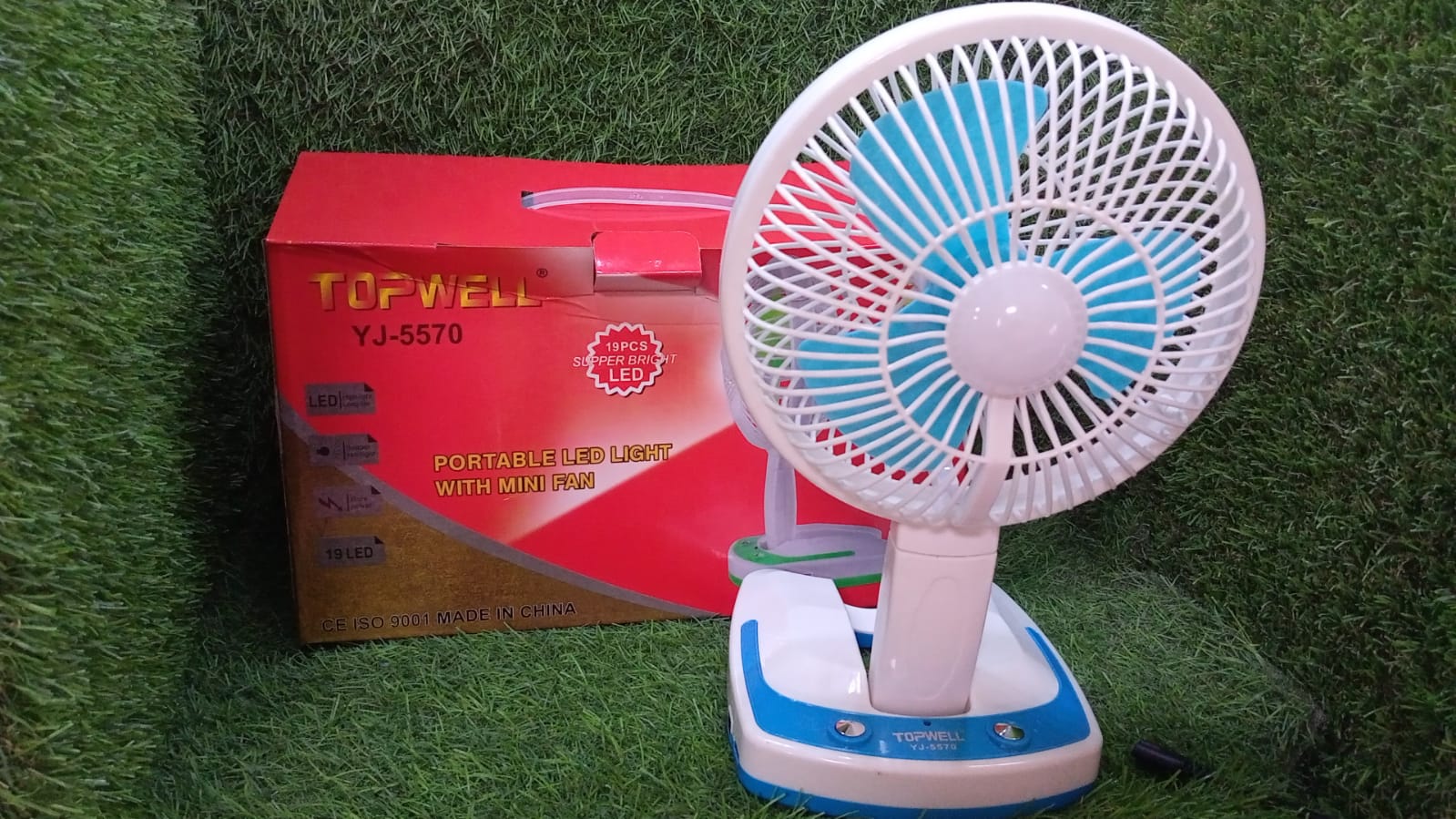 PORTABLE LED LIGHT WITH MINI FAN- YJ 5570 (Battery Not Include) - Springkart 