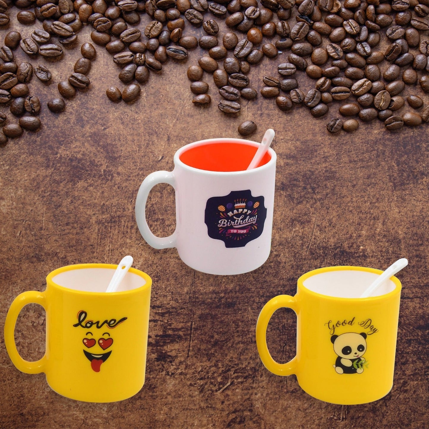 Mix Design & Color Coffee Mug With Spoon and box packing, Design Coffee Mug Used for Drinking and Taking Coffees and Some Other Beverages in All Kinds of Places (1 pc) - Springkart 