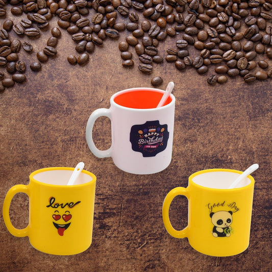 Mix Design & Color Coffee Mug With Spoon and box packing, Design Coffee Mug Used for Drinking and Taking Coffees and Some Other Beverages in All Kinds of Places (1 pc) - Springkart 