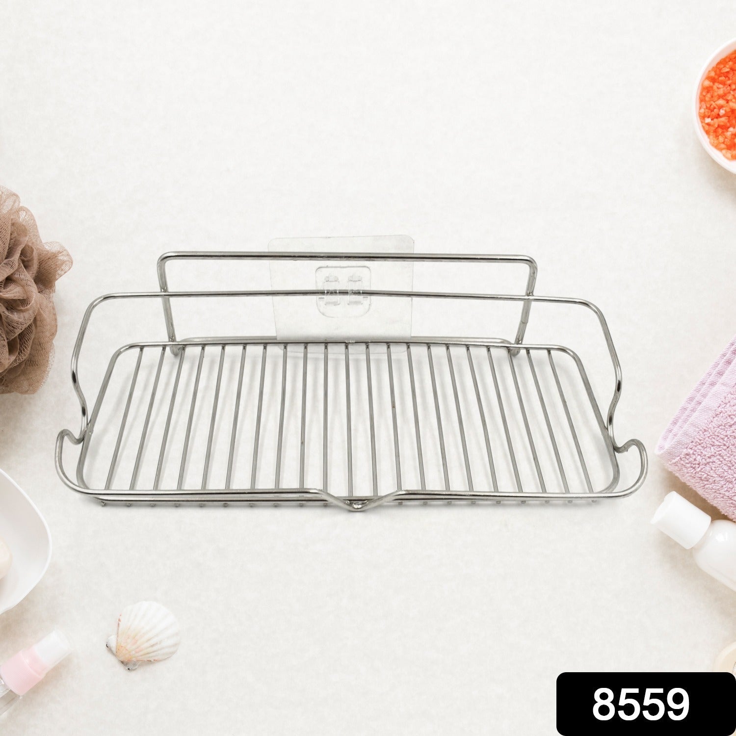 Stainless Steel Kitchen Bathroom Shower Shelf Storage Suction Basket Rack (1 Pc) - Springkart 