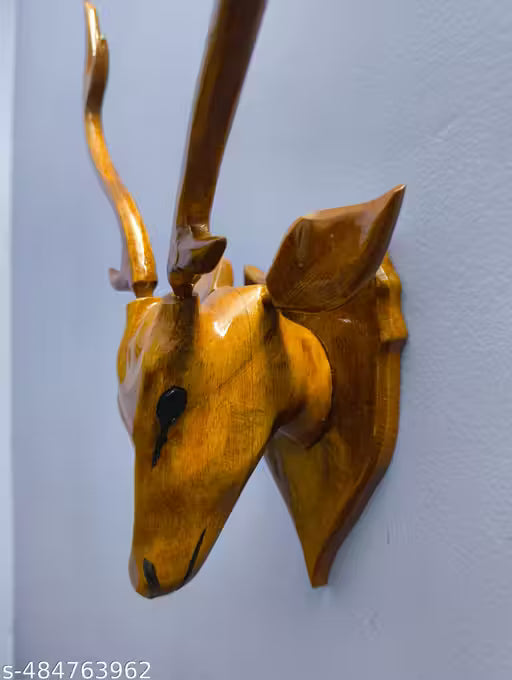Rural Bird Deer Head Wall Mount Wooden Home Decorative Showpiece Handicraft
