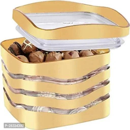 Airtight Storage Kitchen Jar | Container Laher Small Size, 4 Piece Set, 500 ml each (Gold 4pc)