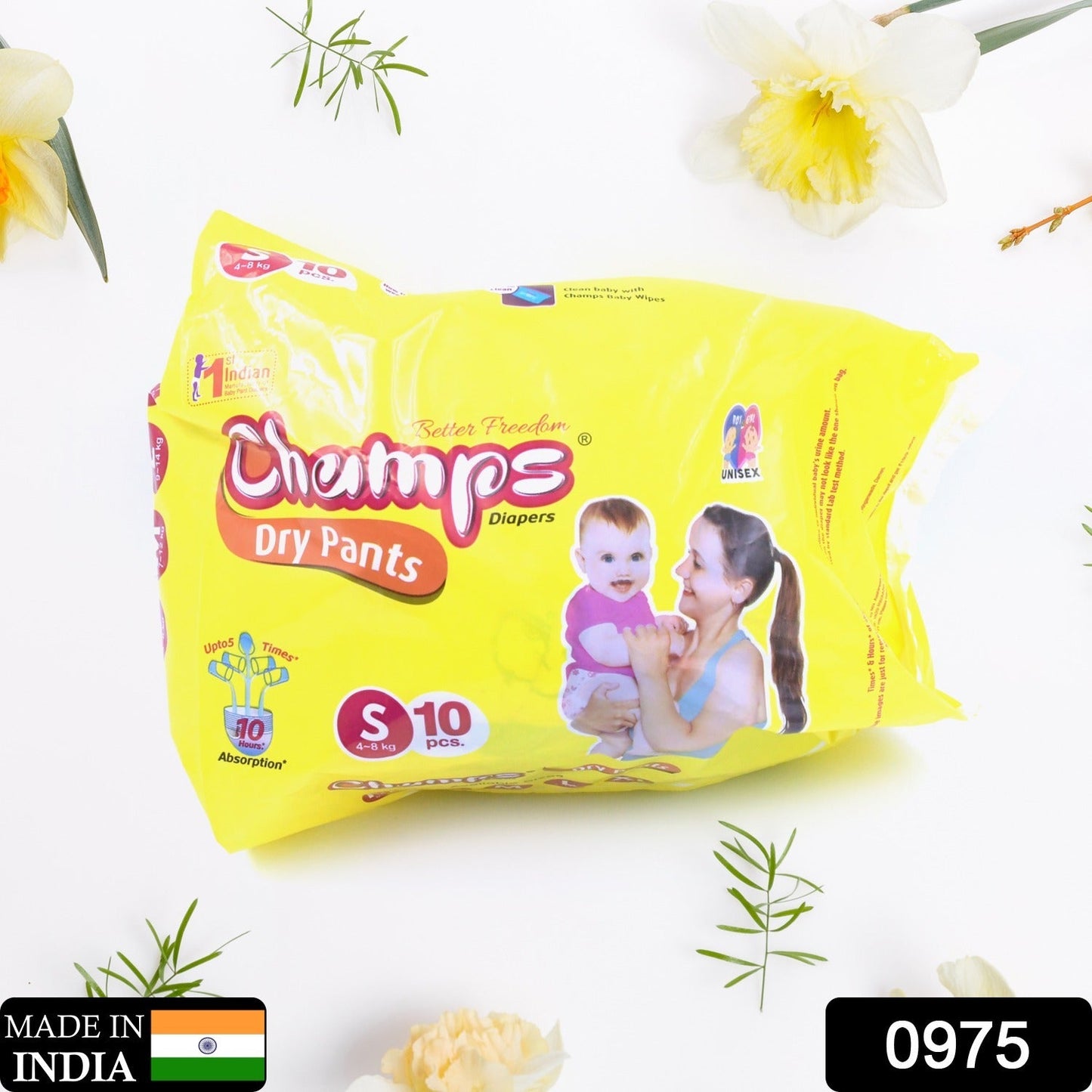 Champs Travel Diapers (Small, 10 Pcs): Leakproof, Soft & Dry, Baby Diaper Pants - Springkart 