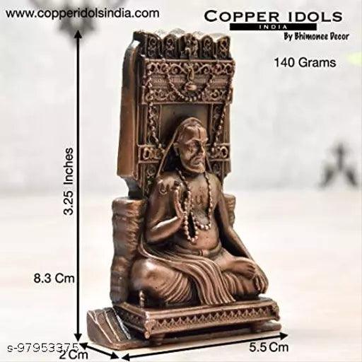 3.25 inches, Copper Handmade Ragvendra Swamy Idol, 140 Grams Pack of 1 Piece Idols & Figurines