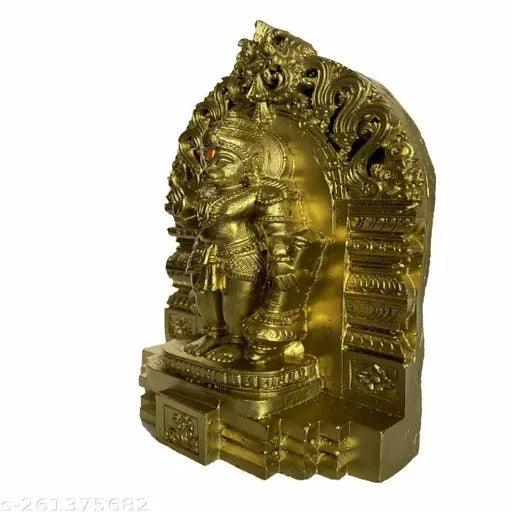 Sri Jai Hanuman/Maruthi Polystone Statue Idol for Pooja Room 16cm (Gold Colour) - Springkart 