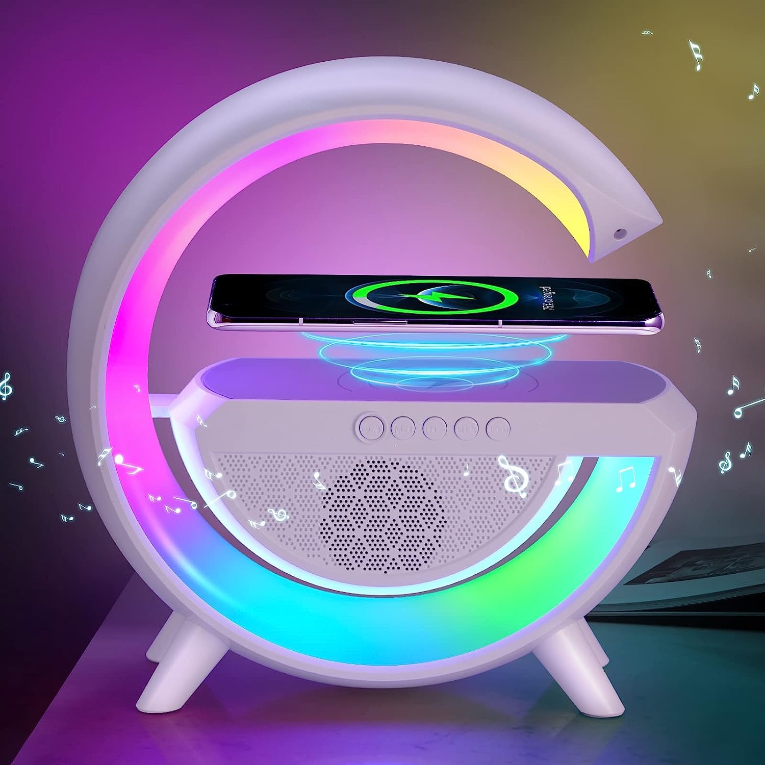 1393 3-in-1 Multi-function Led Night Lamp With Bluetooth Speaker Wireless Charging For Bedroom For Music Party And Mood Lighting - Perfect Gift For All Occasions - Springkart 
