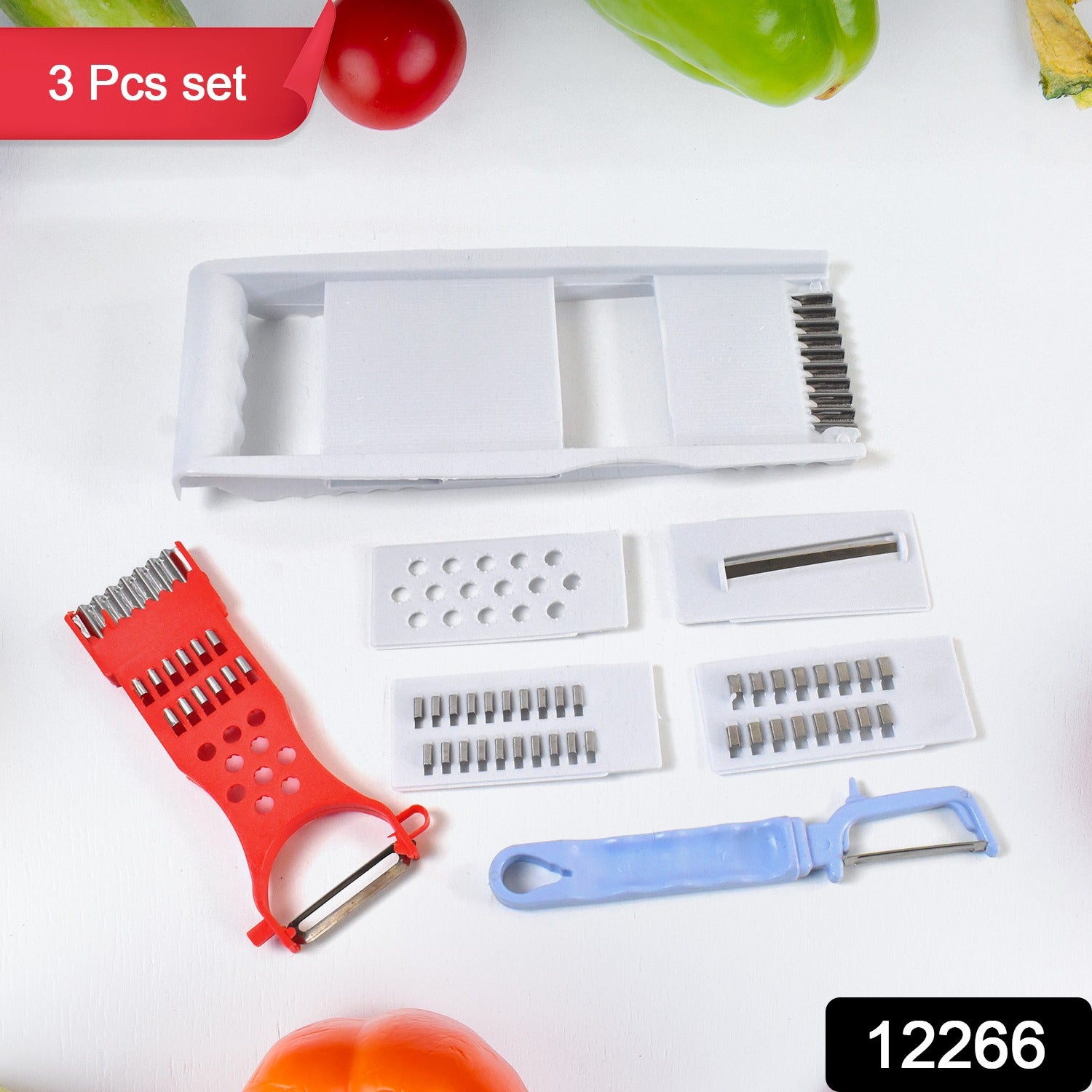 3 In 1 Kitchen Set Grater Base Slicing Attachment And Peeler (3 Pcs Set) - Springkart 
