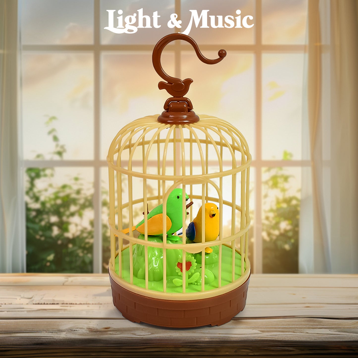 Sound Activated Chirping Bird In Hanging Cage Beautiful Pinjra Bird Toy (1 Pc Battery Not Operated) - Springkart 
