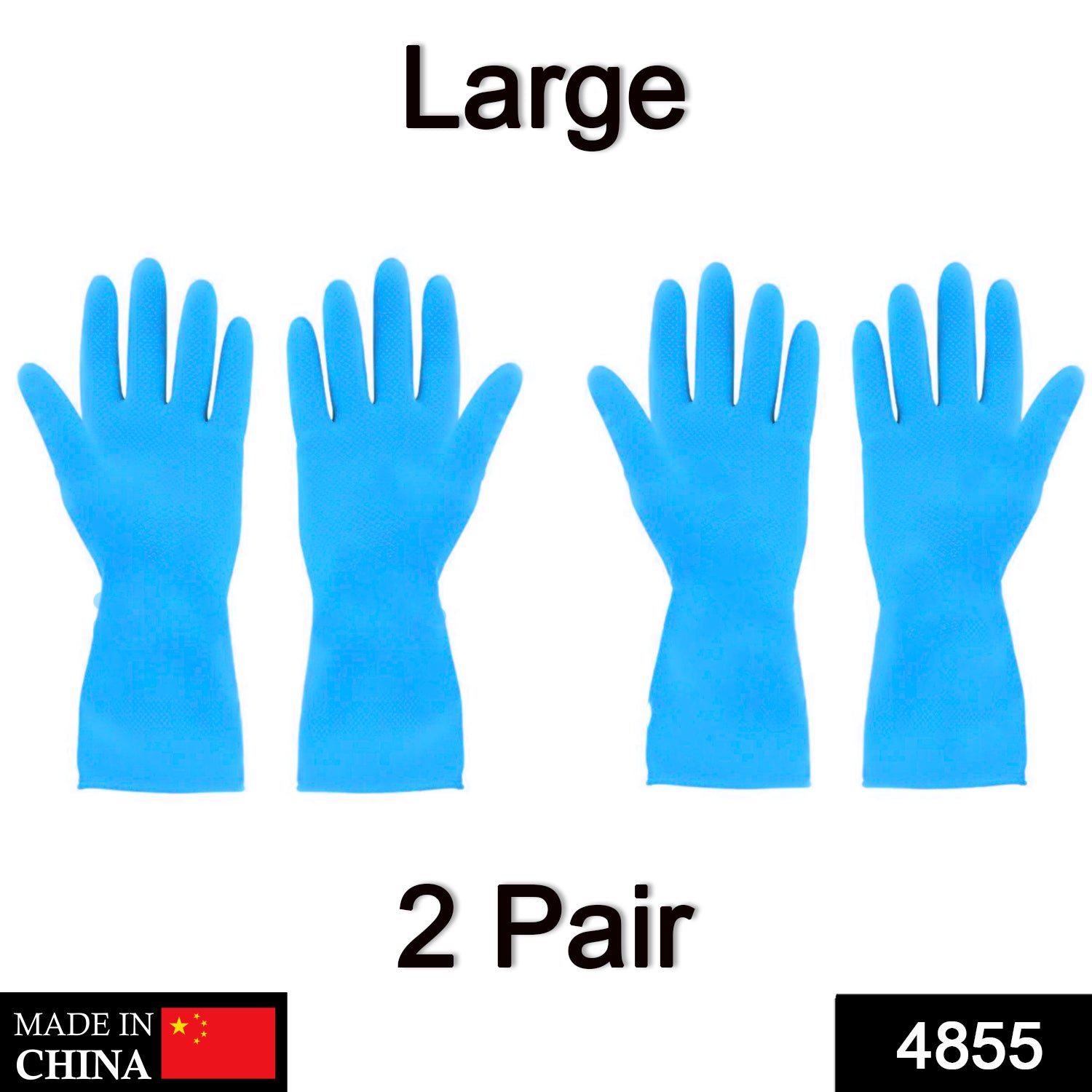 4855 2 Pair Large Blue Gloves For Different Types Of Purposes Like Washing Utensils Gardening And Cleaning Toilet Etc. - Springkart 
