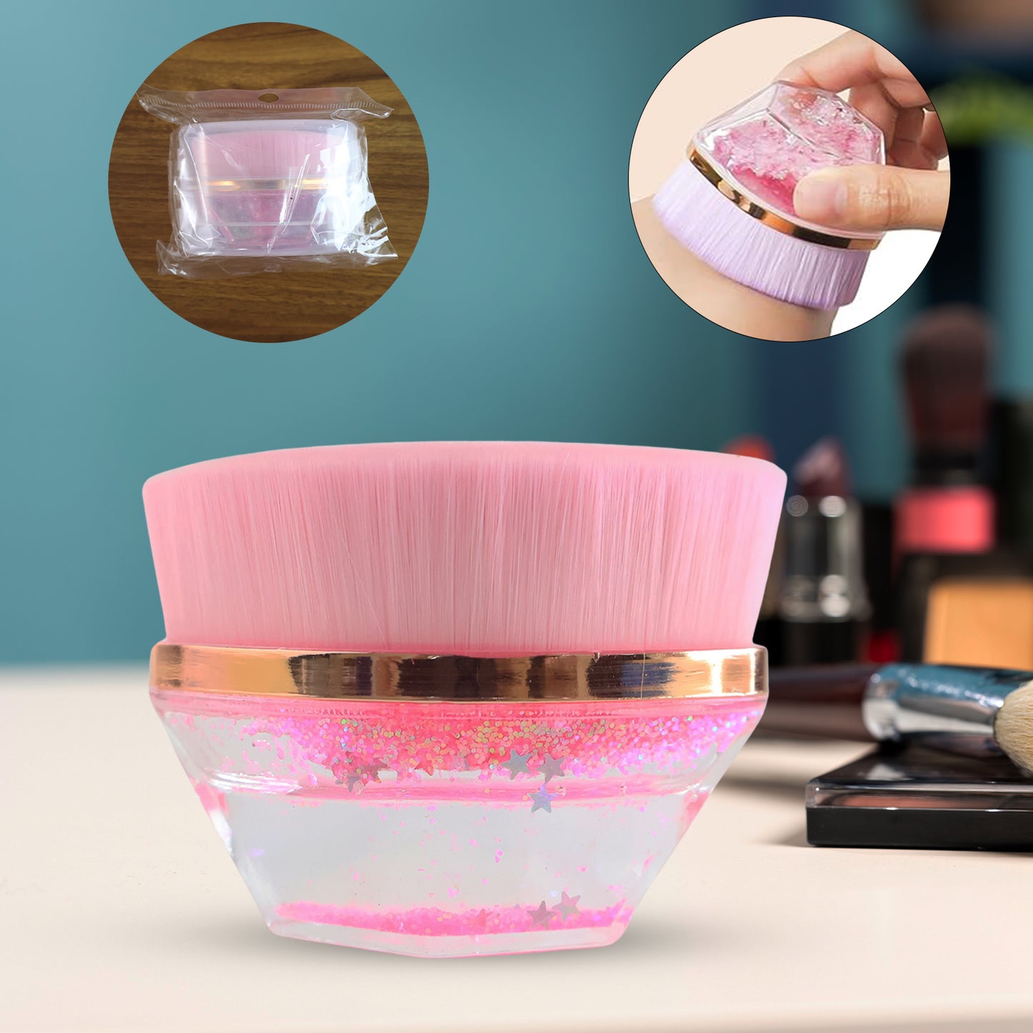 Glitter Cosmetic Brush With Starry Gel Base (1 Pc)