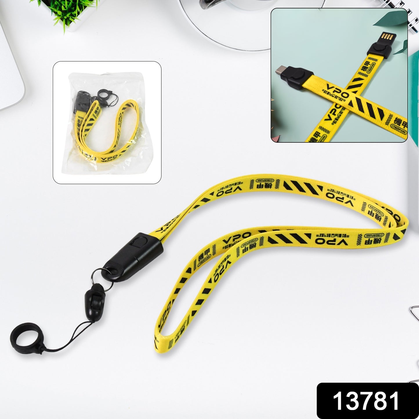 2 In 1 Lanyard Strap Usb Charging Cable (1 Pc) - Springkart 