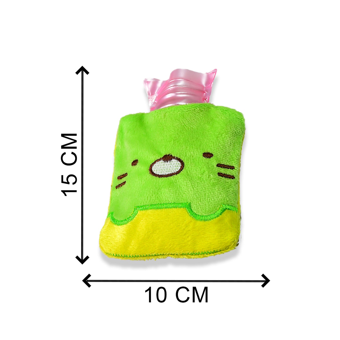 6514 Green Kitty Small Hot Water Bag With Cover For Pain Relief Neck Shoulder Pain And Hand Feet Warmer Menstrual Cramps. - Springkart 