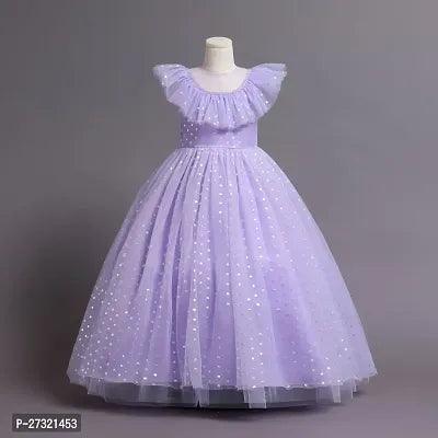 Fabulous Purple Cotton Embellished Fit And Flare Dress For Girls