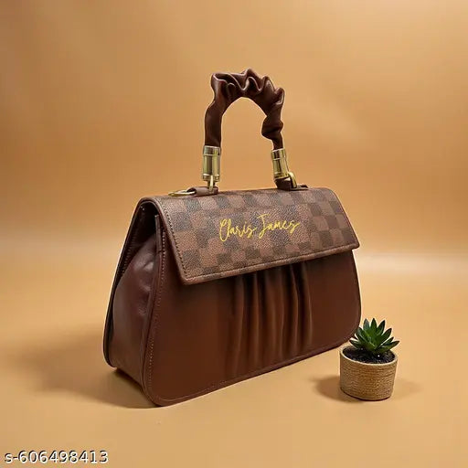 Brown Casual checks trendy crossbody sling women