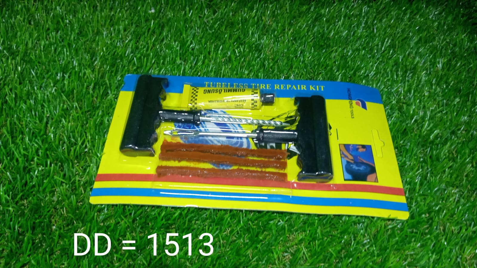 Puncture Repair Kit Tubeless Tyre Full Set with Nose Pliers, Rubber Cement and Extra Strips for Cars, Bikes - Springkart 