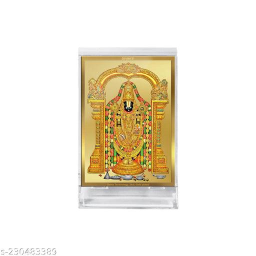 Diviniti Tirupati Balaji God Idol Photo Frame for Car Dashboard 24K Gold Plated Foil - Springkart 