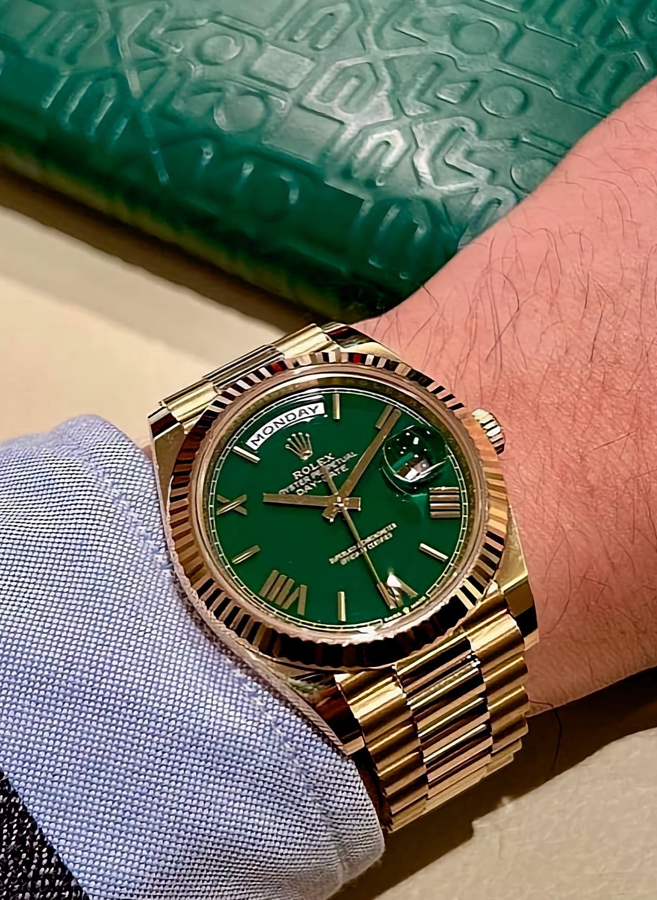 Role_x Day Date Gold/Green Watch