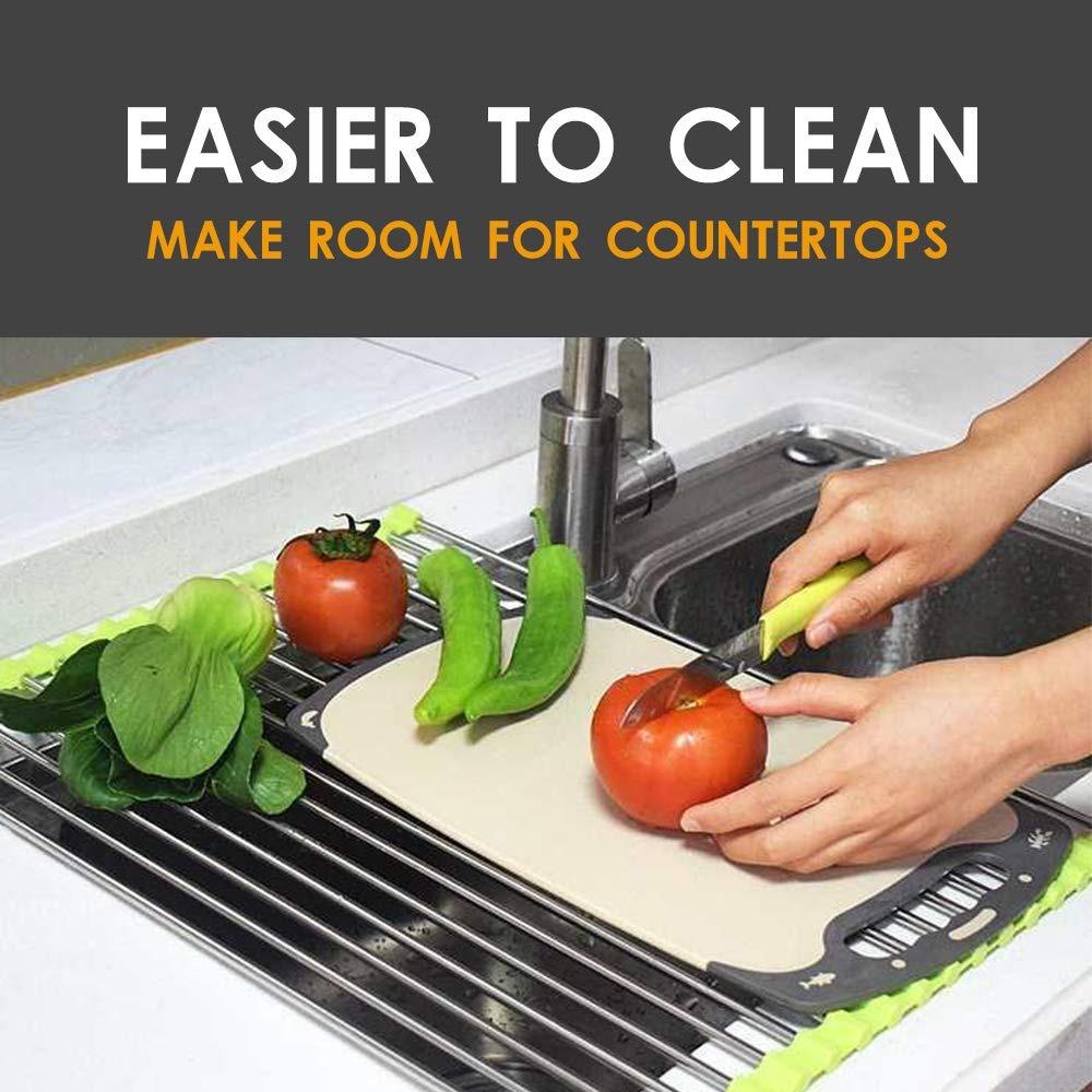 FOLDABLE DRAIN RACK KITCHEN SINK ROLL UP DISH DRYING RACK PORTABLE DISH RACK - Springkart 