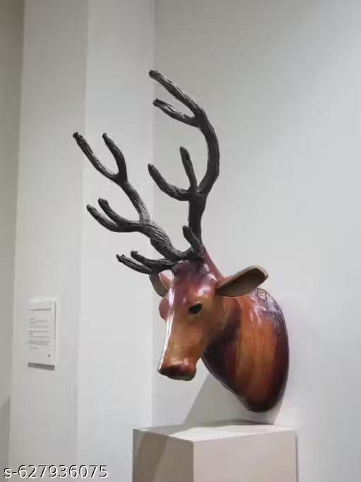 Premium Leather Deer Head Wall Hanging Combo – Set of 2