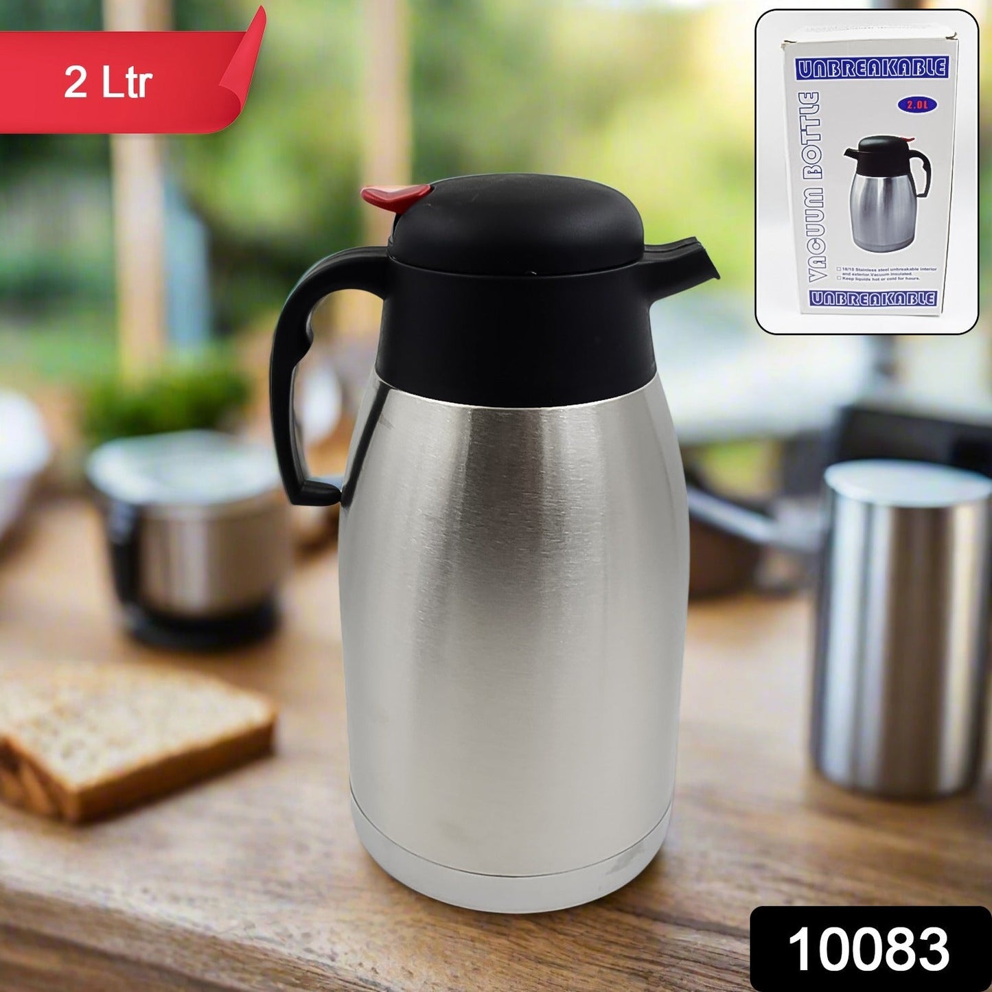 Premium Steel Thermos with Handle and Push Button (2 Ltr.) - Springkart 