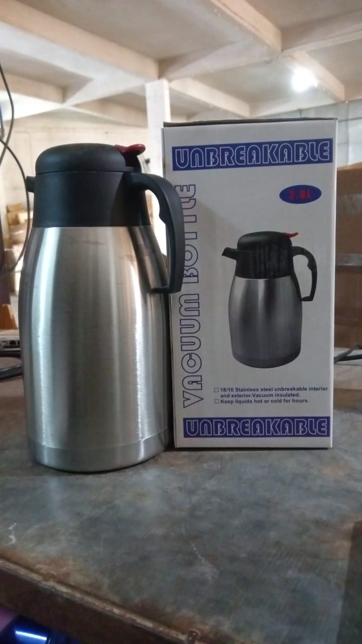 Premium Steel Thermos with Handle and Push Button (2 Ltr.) - Springkart 