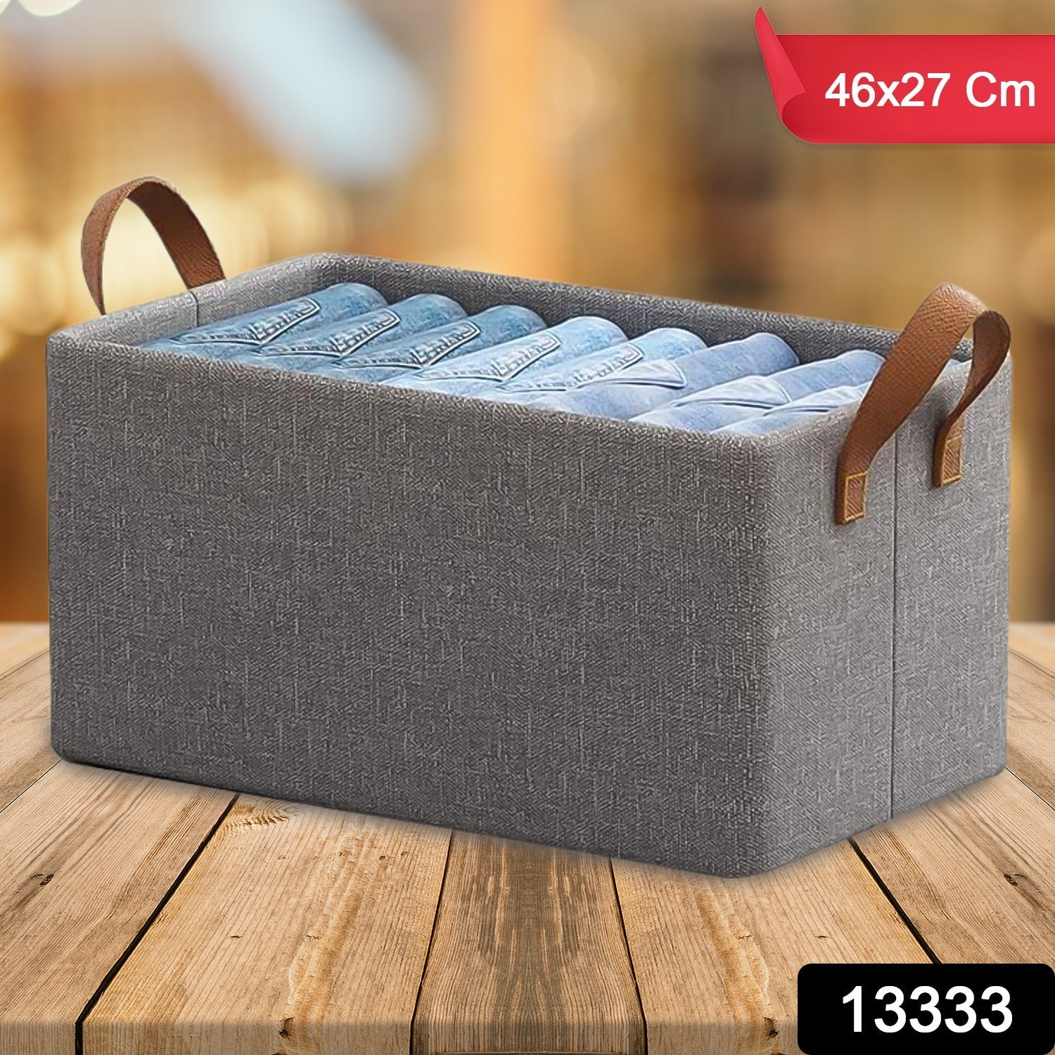 Cloth storage baskets, closet storage bins, Canvas Fabric Storage Basket for shelves, basket organizers for shelf, storage bins for clothes (48×27 Cm) - Springkart 