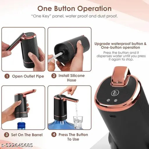 Electroculus Automatic Foldable Water Dispenser 20 Litre Bottle, Wireless Water Pump with USB Rechargeable Battery