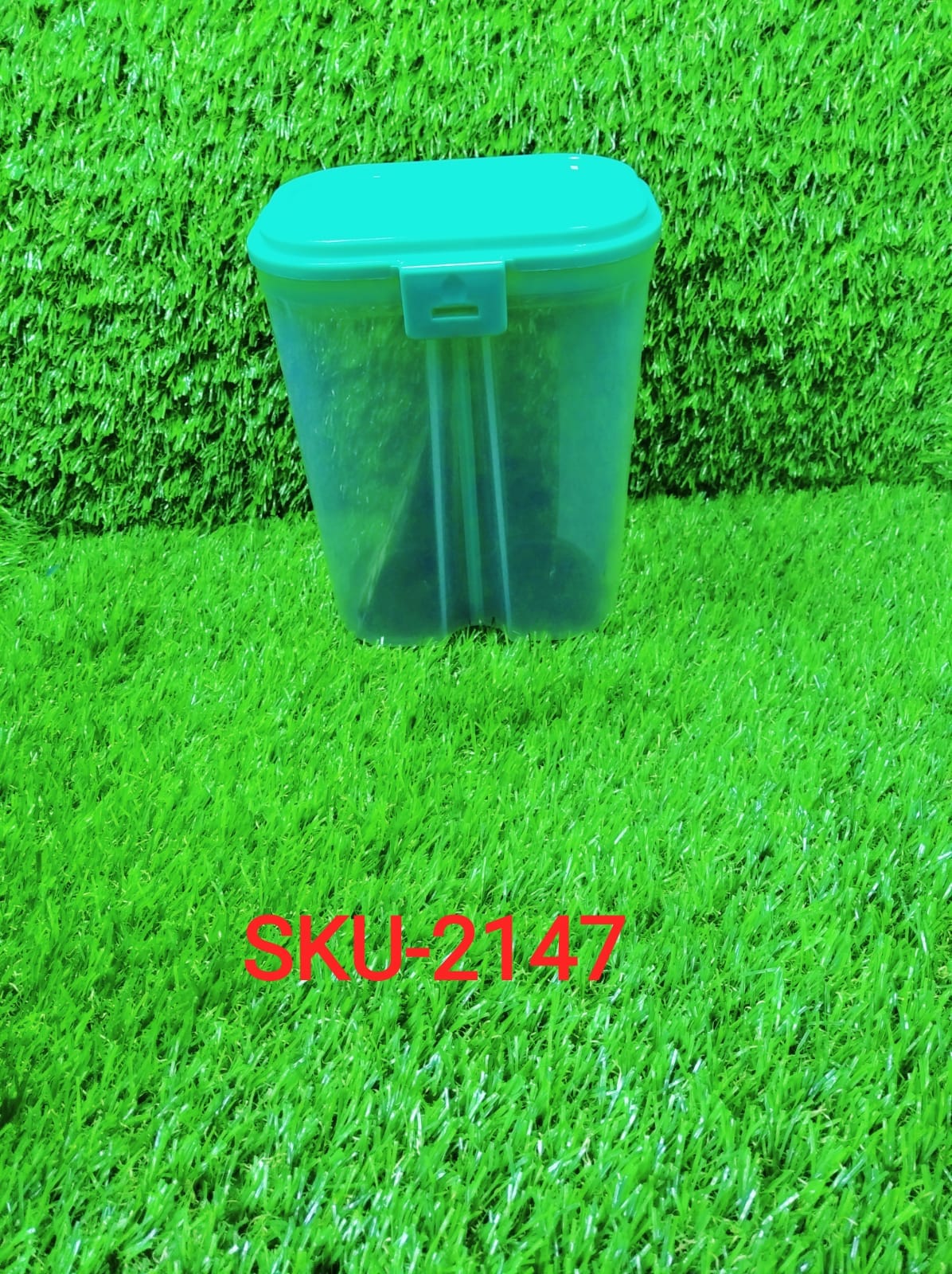 Plastic 2 Sections Air Tight Transparent Food Grain Cereal Storage Container (2 ltr) - Springkart 