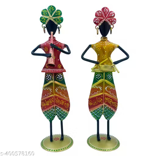 Handicrafy Iron Rajasthani Langa Multi Color Decorative Musician Set Of 2