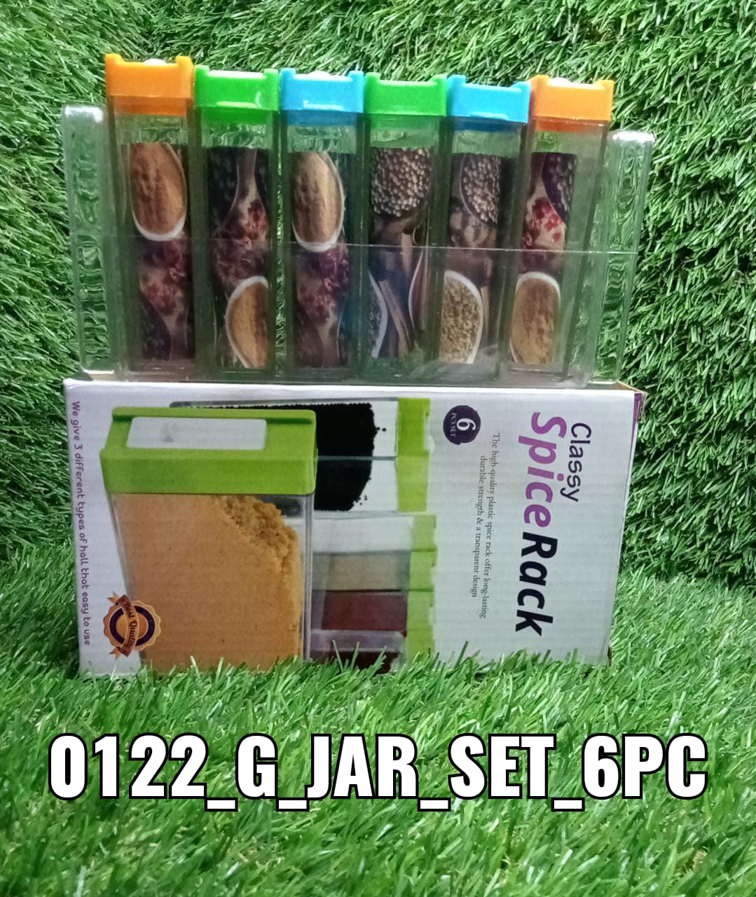 Plastic Spice Jars (6 pcs, 14x22x8cm, Multicolour) - Springkart 