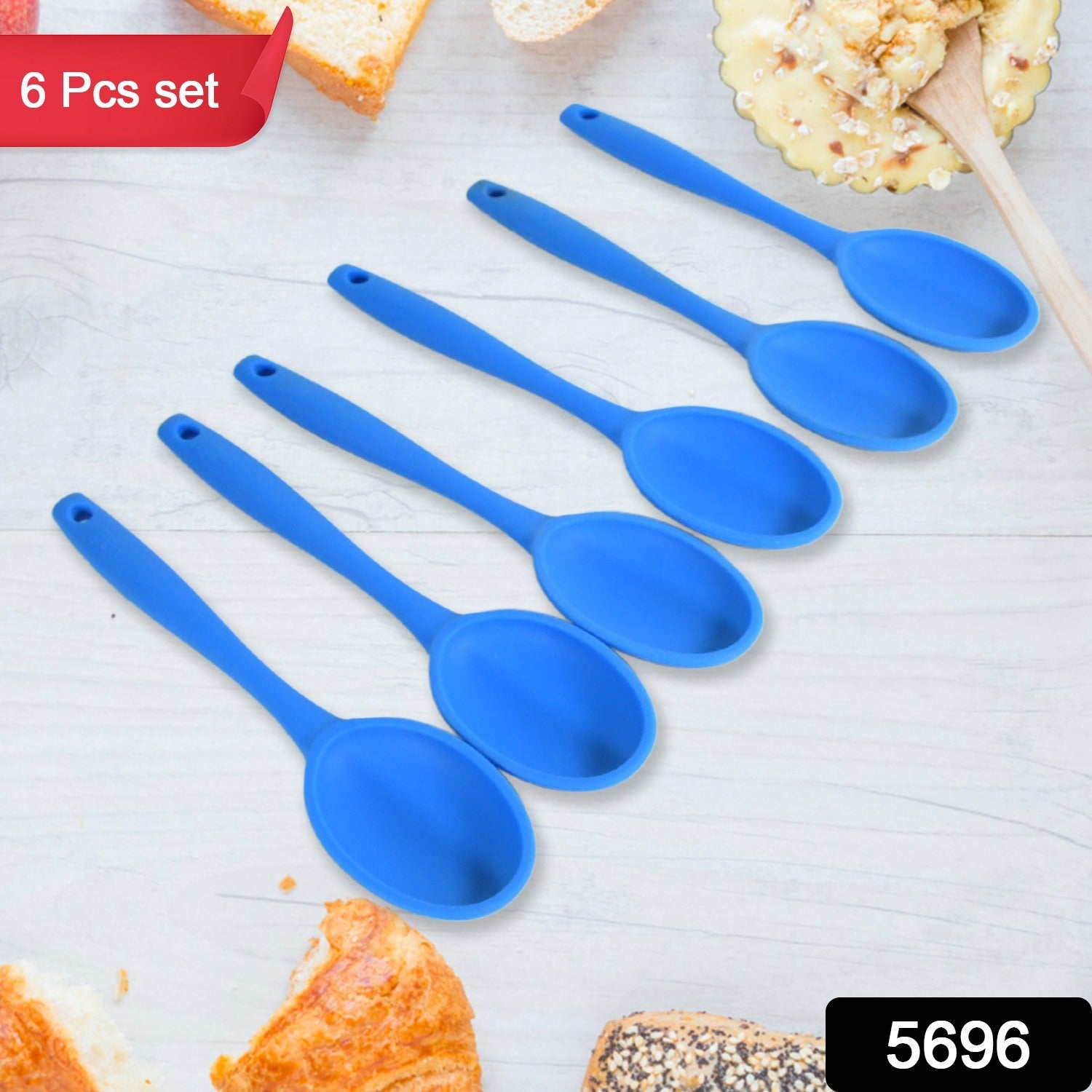 Multipurpose Silicone Spoon, Silicone Basting Spoon Non-Stick Kitchen Utensils Household Gadgets Heat-Resistant Non Stick Spoons Kitchen Cookware Items For Cooking and Baking (6 Pcs Set) - Springkart 