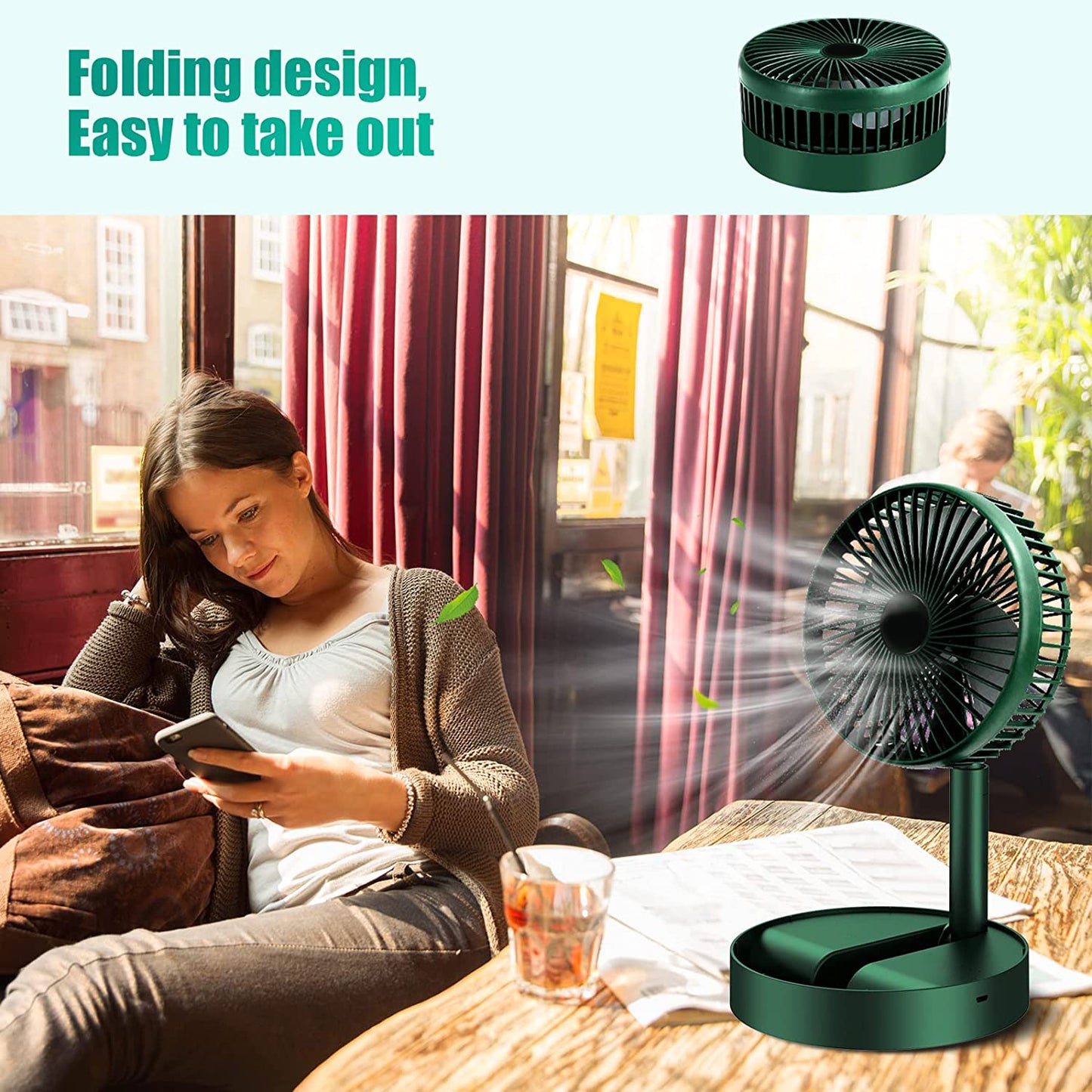 4642 Telescopic Electric Desktop Fan Height Adjustable Foldable Portable For Travelcarry Silent Table Top Personal Fan For Bedside Office Table (Battery Not Include) - Springkart 