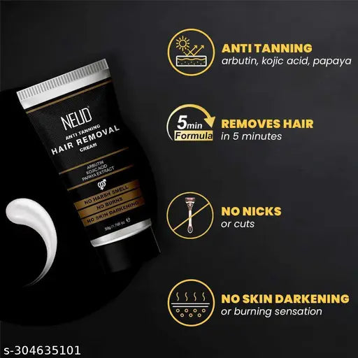 NEUD Anti-Tanning Hair Removal Cream for Arms, Legs, Chest and Back in Men and Women - Twin Pack (50g x 2 Tubes) - Springkart 
