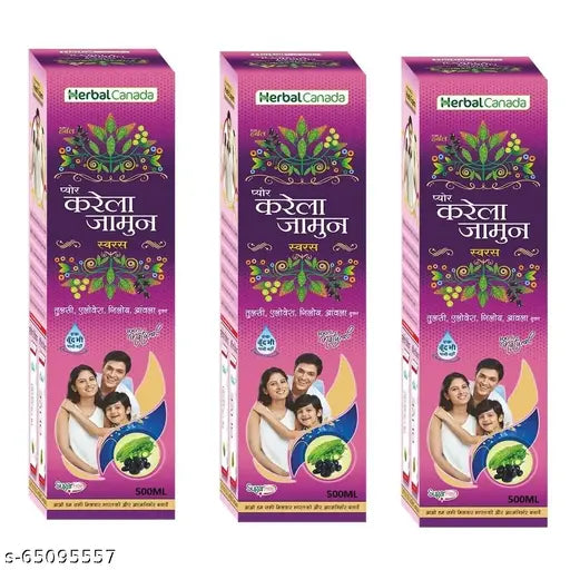 Herbal Canada Karela Jamun | Pack of 3 | May Helpful In maintaining Sugar Level |100% Ayurvedic-500ML-(Pack of-3) - Springkart 