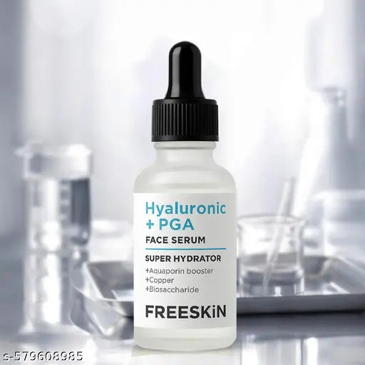 Freeskin Hyaluronic Acid + PGA Face Serum with Aquaporin Booster, Copper & Biosaccharide | Intense Hydration, Glowing Skin & Fine Line Care | Daily Use for Dry, Normal & Oily Skin | Unisex | 30ml