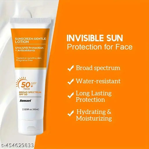 Sunscreen SPF 50+ Lotion, No White Cast, Quick Absorbing All Skin Types - 60ml (Pack 2)