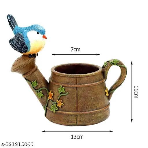 Cute Watering Can with Bird Handicraft Container Succulent Pots Flower