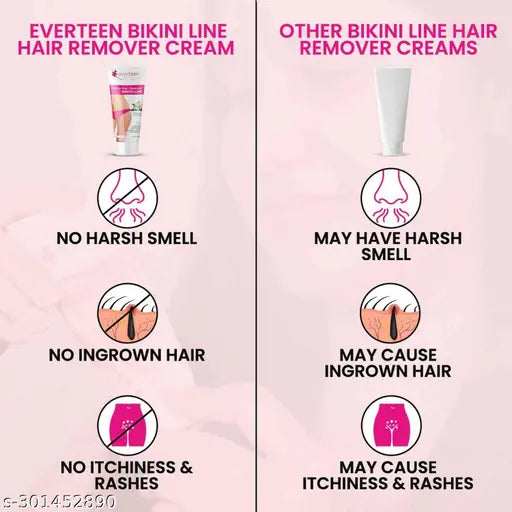 Everteen 50g+50g Natural Bikini Line Hair Remover Creme for Women – 1 Twin Pack - Springkart 