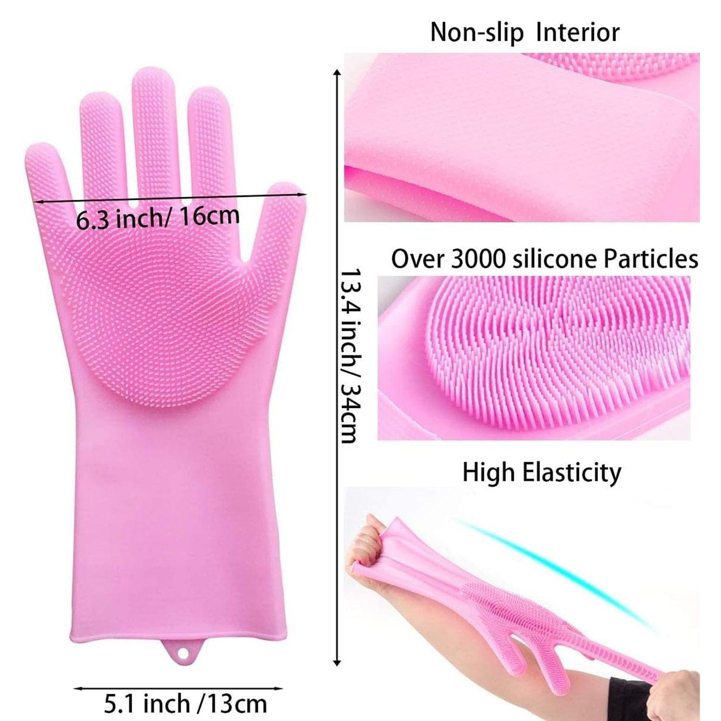 0712 Dishwashing Gloves With Scrubber Silicone Cleaning Reusable Scrub Gloves For Wash Dish Kitchen Bathroom Pet Grooming Wet And Dry Glove (1 Pc Left Hand Gloves) - Springkart 