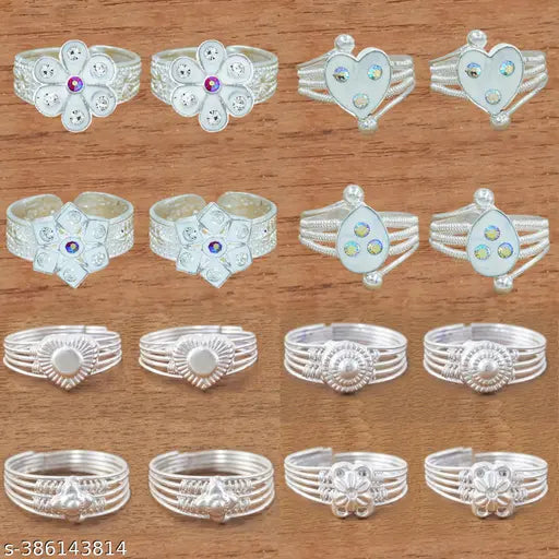 Stylish Adjustable Toe Ring For Women (8 Pair Combos)
