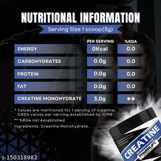 PowerLift Creatine Monohydrate (100gm, Unflavored) Micronized Creatine powder, Muscle Repair & Recovery, 33 servings Creatine Supplements