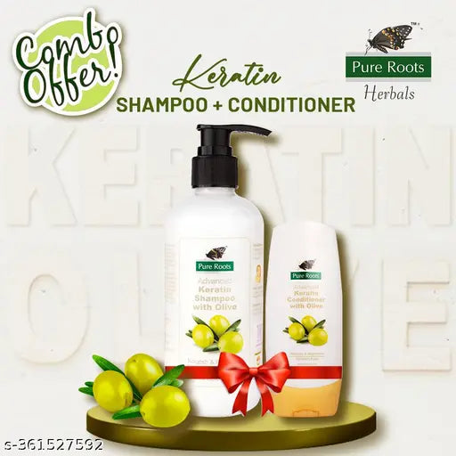 Pure Roots Advanced Keratin  Shampoo (300ml) + Keratin Conditioner ( 100ml)  (2 Items in the set)