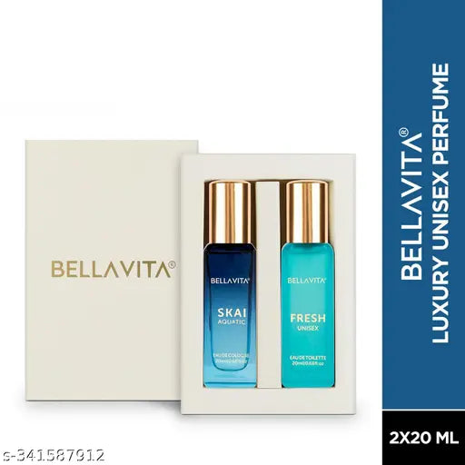 Bella Vita Luxury Unisex FRESH+SKAI Perfume Combo for Men and Women 40 ML (Pack of 2 Items 20ML Each)