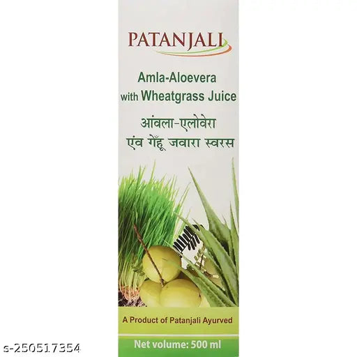 Patanjali Amla Aloevera Juice with Wheat Grass Pack of 2 (500ML)