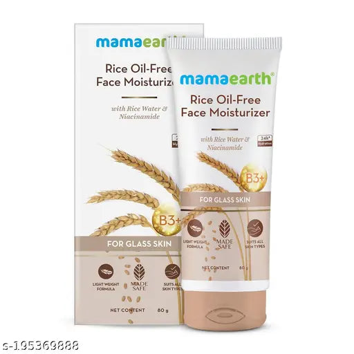 Mamaearth Rice Oil-Free Face Moisturizer , for Oily Skin, With Rice Water & Niacinamide for Glass Skin - 80 g