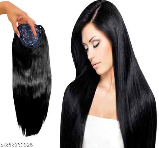 Hair Closure Toppers for Women Girls Extension Straight Silk Base Black - Springkart 