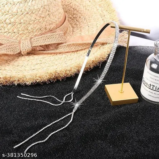 Diamond Headband for Weddings and Parties|Hairband Birthday Gift for Women & Girls (Silver), Pack of 1 - Springkart 