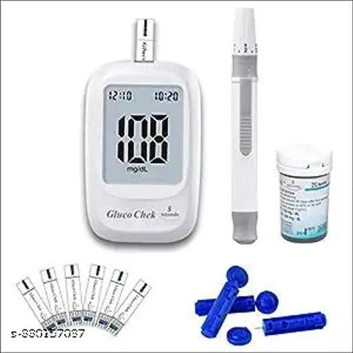 Gluco Chek 5 Seconds Blood Glucose Sugar Testing Monitor Machine with 25 Strips Glucometer (White) - Springkart 