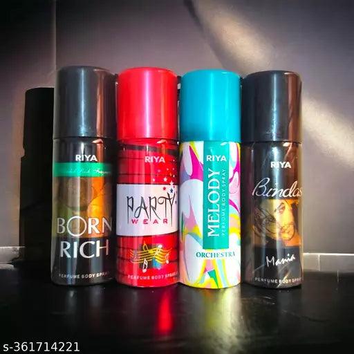 Riya Melody & Bindas & Party Wear & Born Rich Mini Perfume Body Spray Deo perfume (40ml Each) Pack Of 4pcs - Springkart 