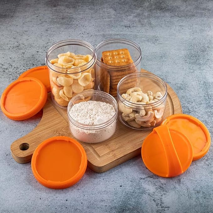 4-in-1 Modular Dry Fruit & Snack Storage Container – Airtight, Stackable Plastic Jars with Easy Carry Handle for Home & Travel Use